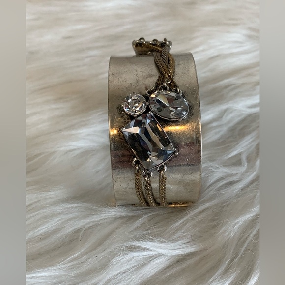 Costume Cuff Bracelet Jewels Silver Tone - Picture 1 of 5